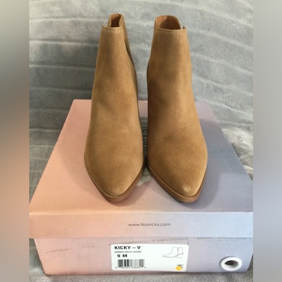 Lisa Vicky Saddle Split Block Heeled Tan Ankle Boots - Picture 3 of 12